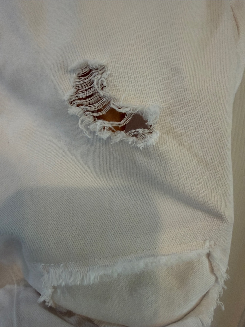 Tribal White Boyfriend Distressed Jeans with Metal Button - Picture 5 of 11